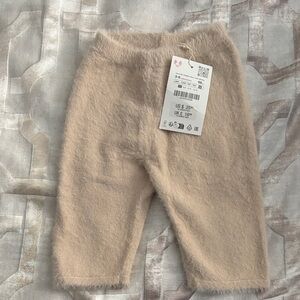 Cozy Fuzzy Kids Bottoms in Light Beige - Soft Warm Pants zara